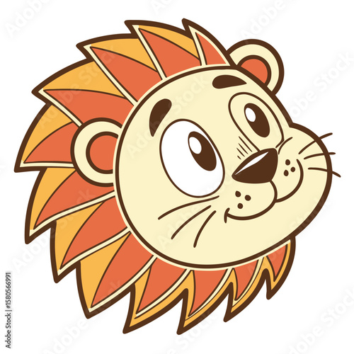 Cute cartoon lion head with a big mane isolated on white background vector clipart