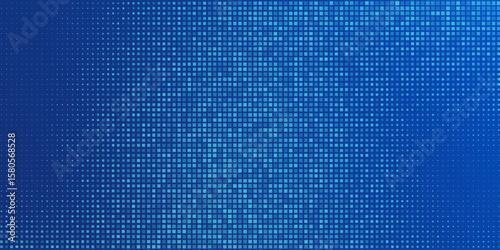 Blue pixel background. Abstract digital pattern with square elements grid. Futuristic dotted mesh with gradient effect. Geometric minimal digital design. Modern vector illustration.