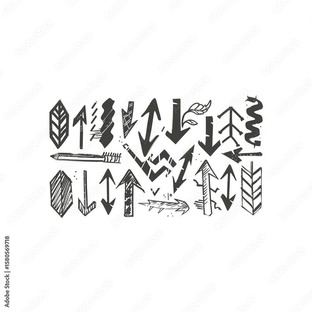 set of hand-drawn arrows, doodle sketch style, PNG vector look, set of hand-drawn arrows, doodle sketch style, PNG vector look,