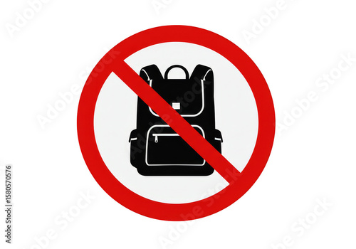 Prohibition Sign Backpack Black and White No Entry Illustration