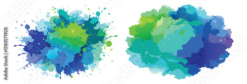 Abstract colorful paint splashes artistic design element vector illustration
