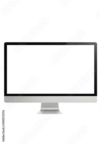 Realistic Illustration of a Computer Monitor with White Screen Isolated