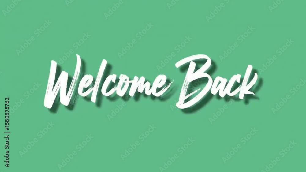 Welcome text in white with shadow effect on a green background in a simple graphic display