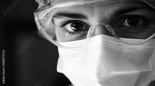 Surgeon wearing surgical scrubs and mask performing a complex medical procedure in modern operating room environment