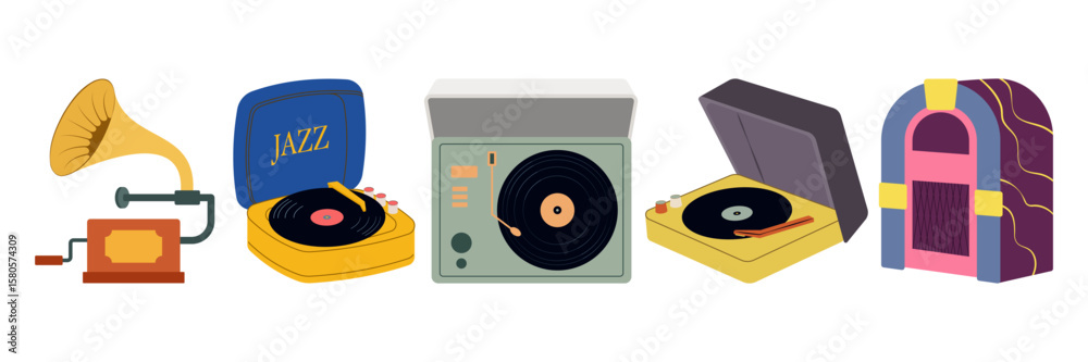 Fototapeta premium Set Of Vintage Technology And Media Icons