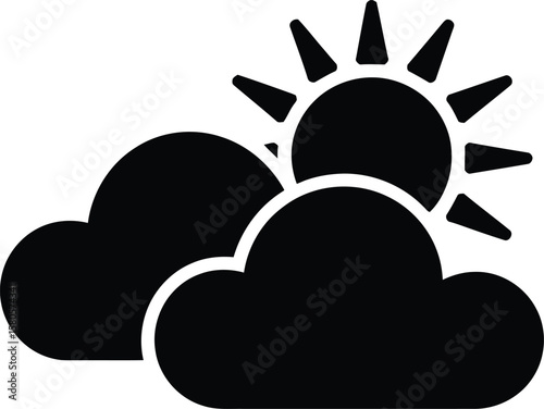 Partly Cloudy Weather Forecast – Sun and Clouds Icon Illustration