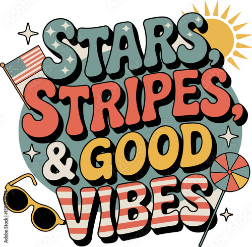 Stars stripes good vibes t shirt