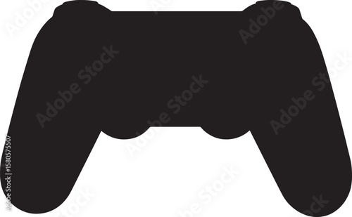 Black and white silhouette of a classic gamepad for video game consoles and entertainment