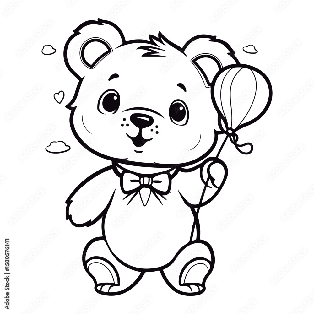 Fototapeta premium Coloring book for children baby teady bear vector illustration isolated on a white background.