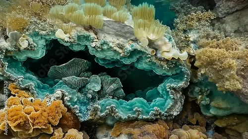 Vibrant underwater scene showcasing colorful coral formations and marine life