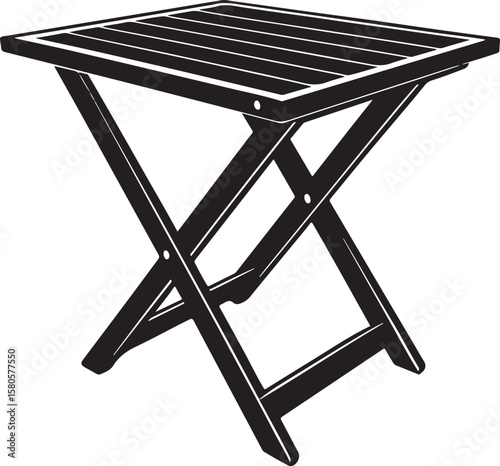 Black folding table silhouette vector icon