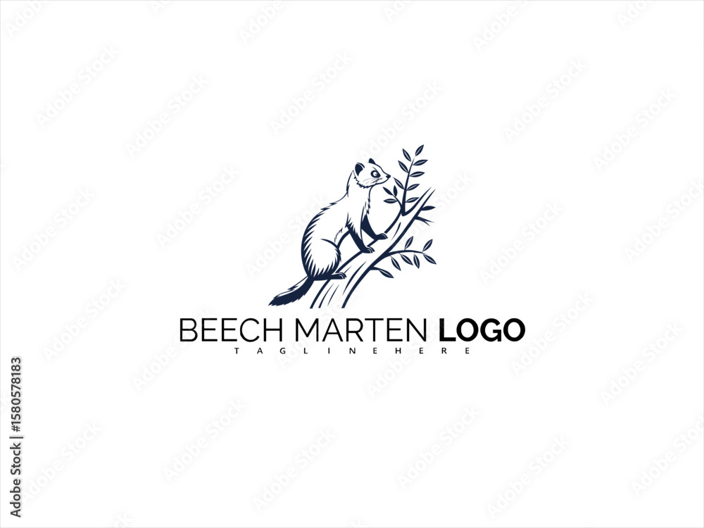 Fototapeta premium Stylish Beech Marten Logo Design with a Sophisticated Look. Vector Logo Ideal for Outdoor Brands, Wildlife Merch, and Nature-Based Product Lines.