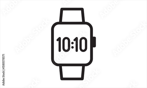 Digital Wristwatch Icon – Minimalist 10:10 Time Display Vector for Wearable Tech