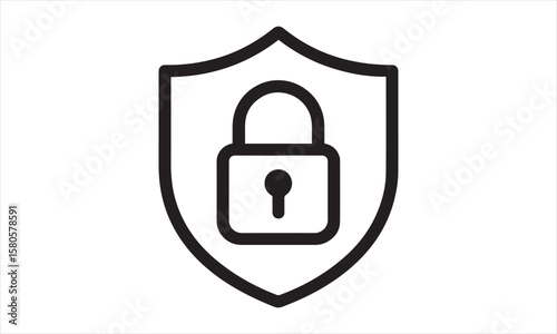 Shield with Padlock Icon – Cybersecurity Symbol for Data Protection and Online Privacy