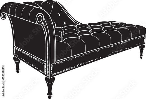 Black tufted chaise lounge with scrolled armrest daybed