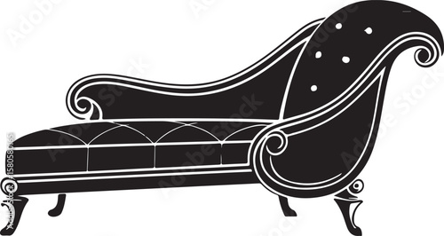 Elegant black chaise lounge vector silhouette furniture