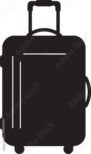 Silhouette of a rolling suitcase icon for travel and vacation destinations designs