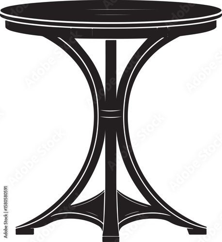 Elegant black table silhouette with curved legs furniture interior