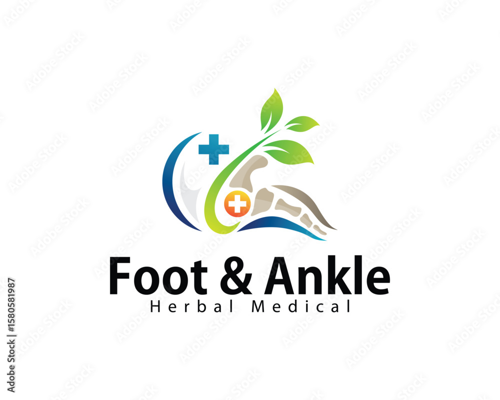 Obraz premium foot logo creative design concept massage health herbal ankle medical clinic