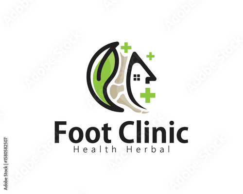 foot logo creative design concept massage health herbal ankle medical clinic
