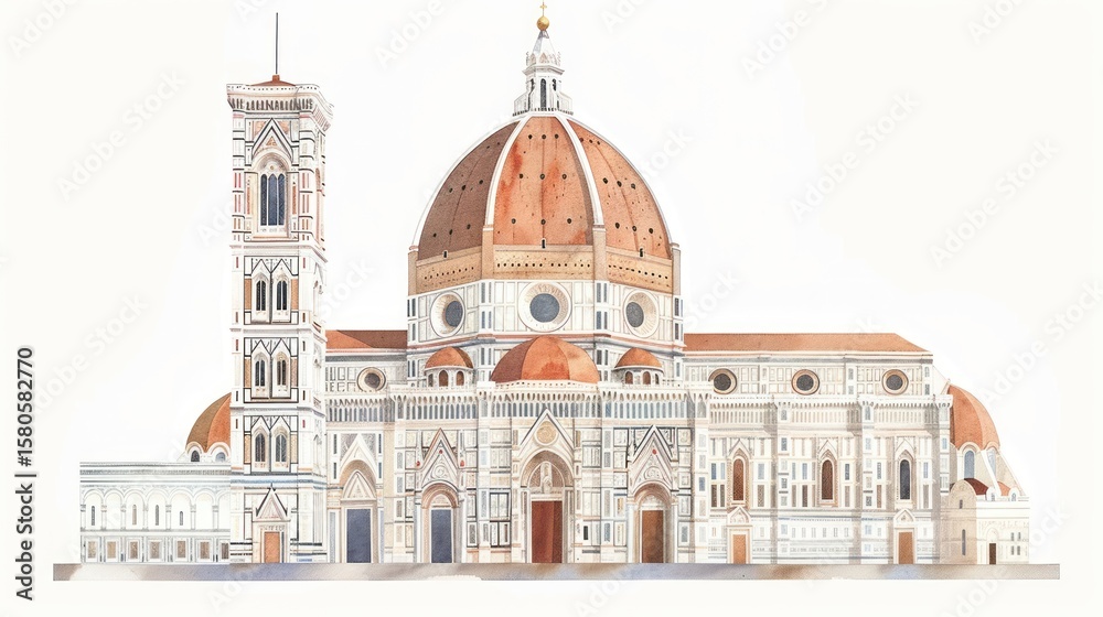 Obraz premium Architecture illustration cathedral florence.