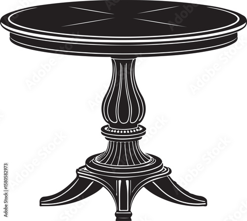 Ornate round table pedestal base dining table