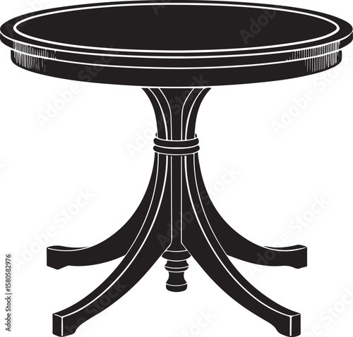 Ornate round table with carved pedestal and legs vector