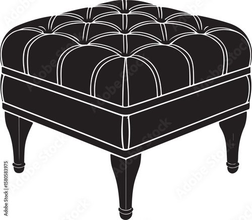 Tufted upholstered ottoman with carved legs furniture black
