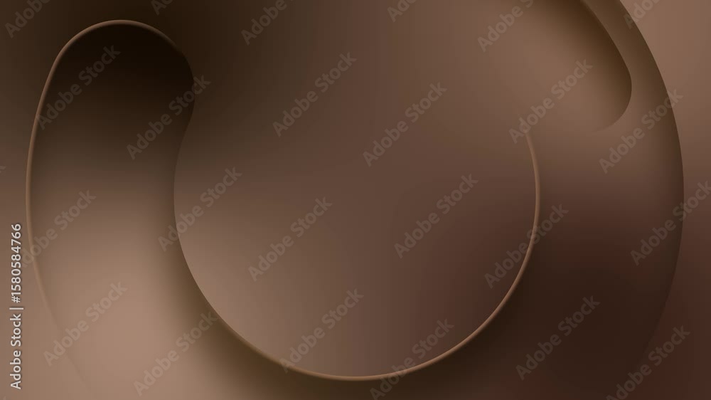 Looping chocolate circle animated abstract geometric monochrome brown background with empty place for logo or product promotion