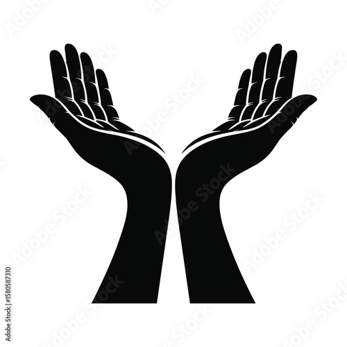 Symbolic illustration depicting open hands offering care protection and support for graphic design