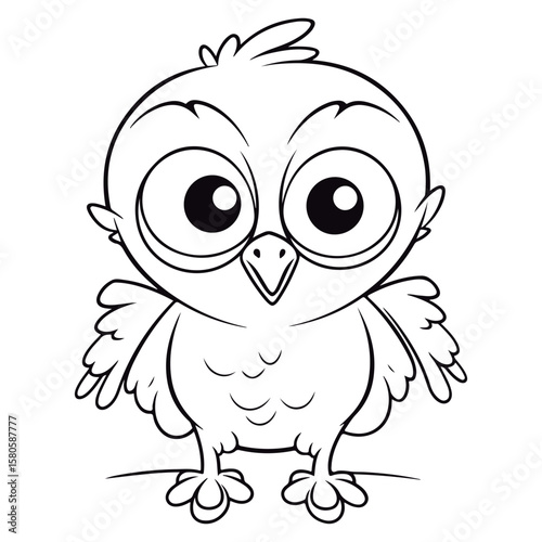 Coloring book for children baby Eagle kawai vector illustration isolated on a white background.