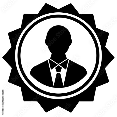Person in suit inside rosette shape silhouette vector illustration