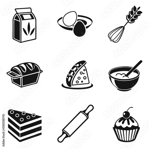 Collection of culinary and baking items including baked goods kitchen tools and ingredients for delicious homemade treats
