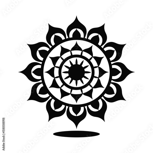 Intricate black and white mandala vector illustration perfect for spirituality and meditation practices