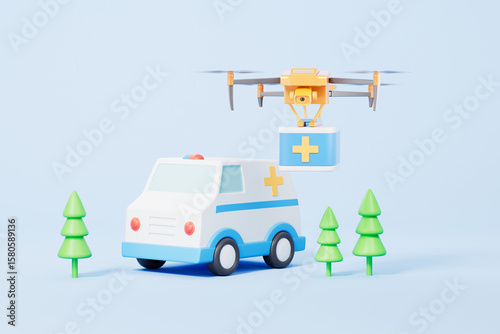 3d rendering medical emergency treatment drone