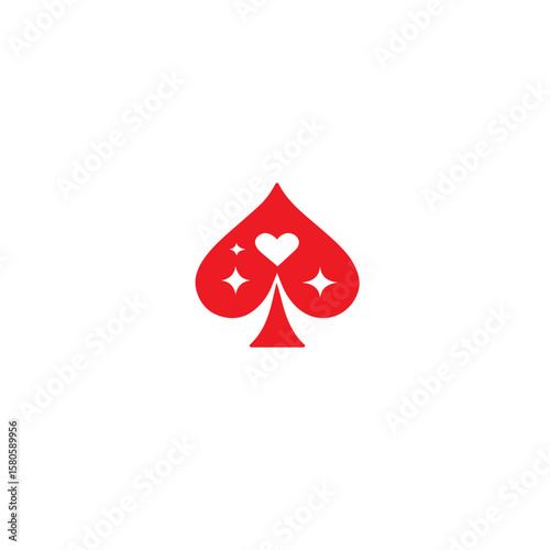 Ace of spades and hearts with playing card suits illustration