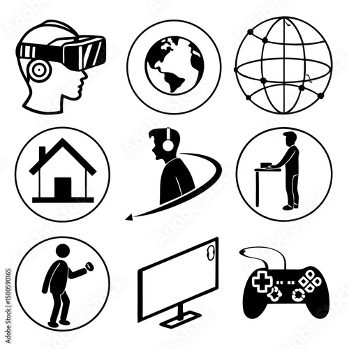 Diverse Technology and Environmental Icons Representing Connectivity, Sustainability, and Modern Innovation in a Digital World