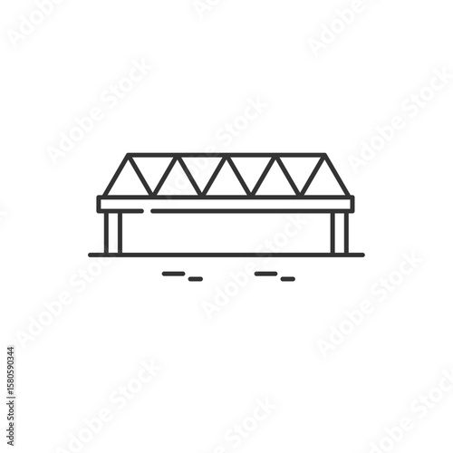 トラス橋・鉄橋の橋梁アイコン（線画、ベクター）