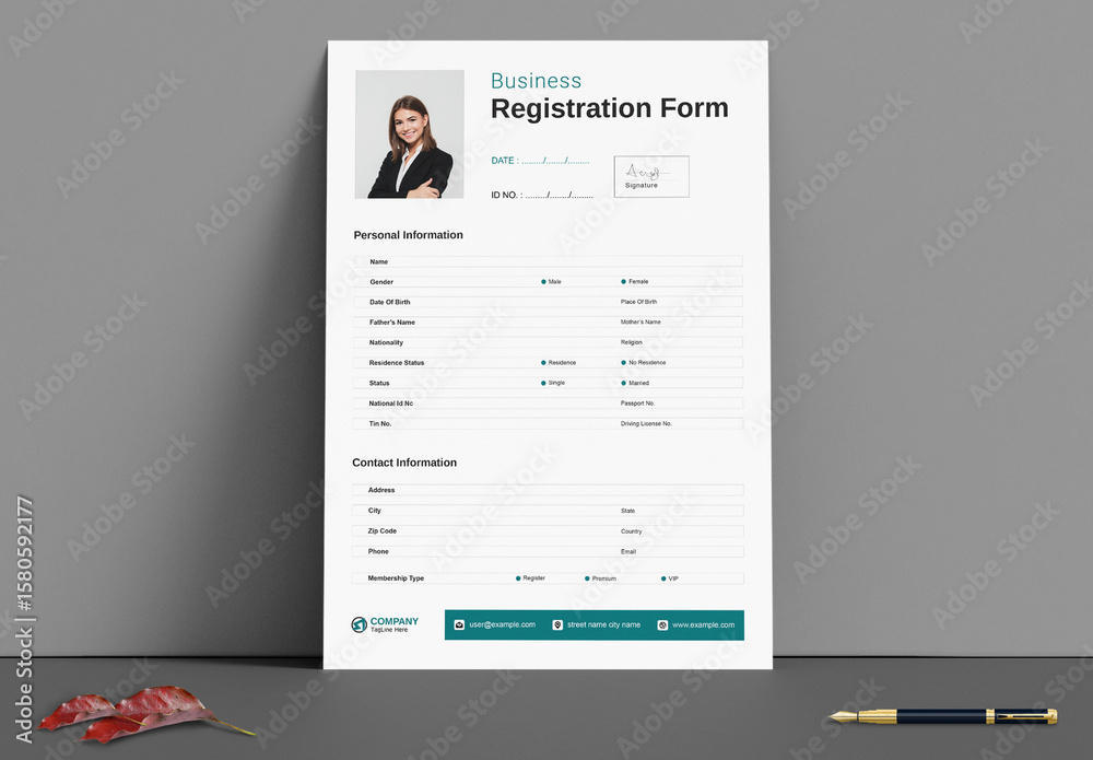 Registration Form Design Layout Stock Template | Adobe Stock