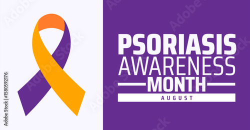 Psoriasis Awareness Month background, banner or poster design template. observed every year in August. Holiday concept. Use to any Template, card, poster, placard, template.