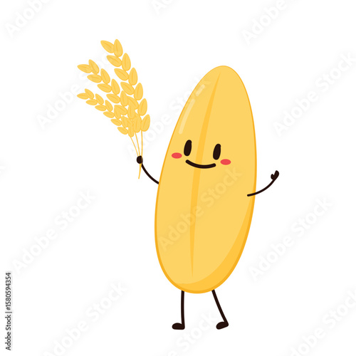 Rice character design. rice vector on white background. Paddy vector.