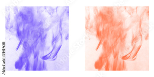  Vibrant Purple & Orange Smoke PNG Duo - Dynamic Ink Plume Brush Overlays for Colorful Digital Art & Abstract Designs