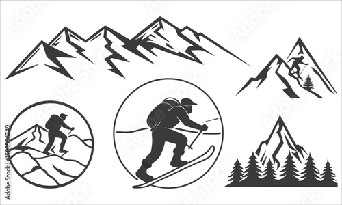 Mountain climbers skiers winter sports mountains skiing