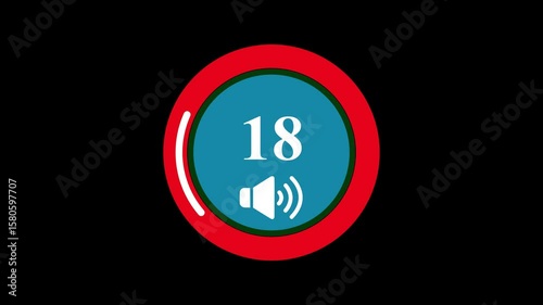 Abstract audio Volume Indicator animation. Volume Control Display Showing Level 18.