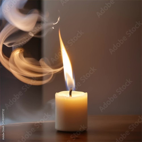Candle Flame with Wisps of Smoke
