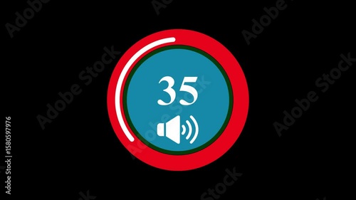 Abstract audio Volume Indicator animation. Volume Control Display Showing Level 35.