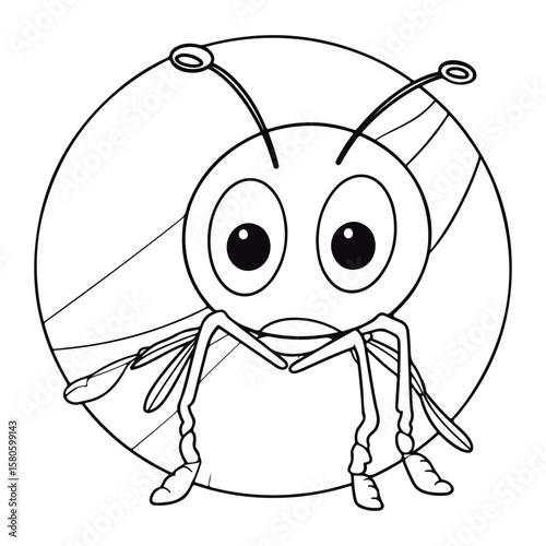 Coloring book for children mosquito Black and white vector illustration.