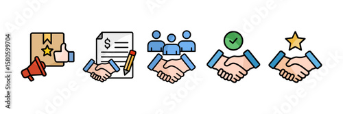 Trust Business Icon Set Multiple Style Collection, Containing design Brand Awareness, Business Partnership, Cooperation, Goodwill