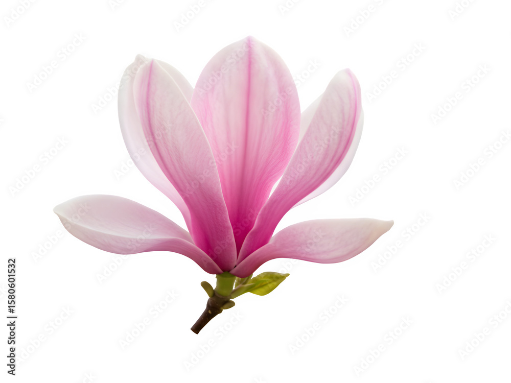 Naklejka premium pink magnolia flower isolated on transparent background Generative Ai. 