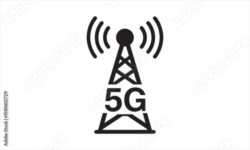 5G Network Tower Icon – Minimalist Vector Symbol for High-Speed Wireless Signal